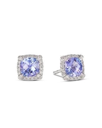 David Yurman 18K White Gold Petite Chatelaine® Tanzanite & Diamond Stud ...