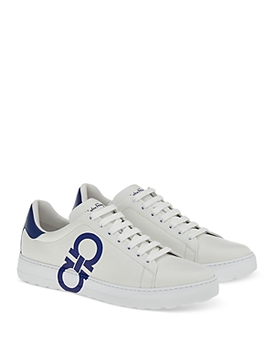 Ferragamo Number Low-top Leather Sneakers In White