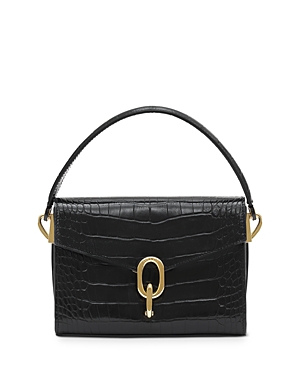Shop Anine Bing Colette Embossed Leather Mini Bag In Black/gold