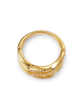 Diamond Double Link Ring in 14K Yellow Gold, 0.25 tcw 