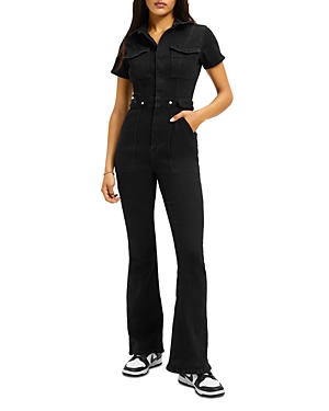 Shop Good American Fit For Success Bootcut Denim Jumpsuit In Black