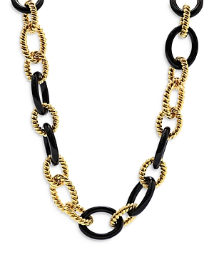 Capucine De Wulf Earth Goddess Black & Twisted Link Collar Necklace in 18K Gold Plate, 19.48