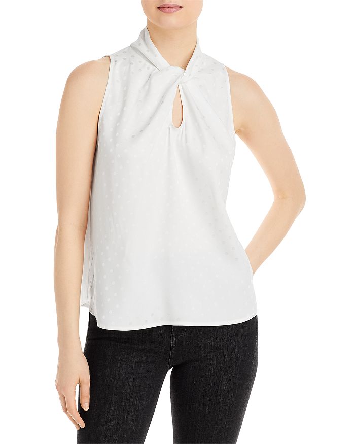 Status by Chenault Satin Polka Dot Twist Neck Top Bloomingdale's