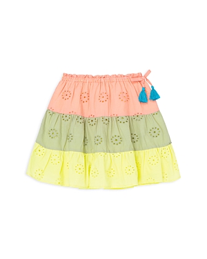 Peek Girls' Cotton Color Blocked Eyelet Tiered Skirt - Little Kid, Big Kid In Multi