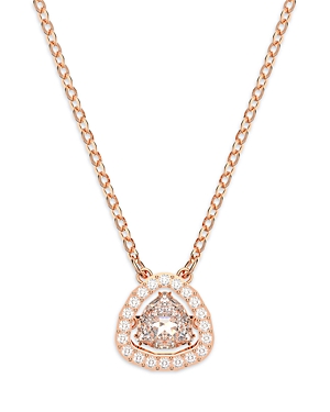 swarovski millenia crystal triangle pendant necklace in rose gold tone, 14.87-16.87