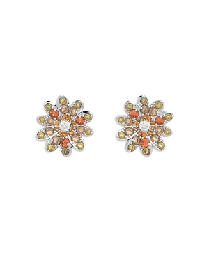 swarovski eternal flower multicolor crystal flower stud earrings in silver tone