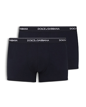 Shop Dolce & Gabbana Logo Boxer Briefs, Pack Of 2 In Navy