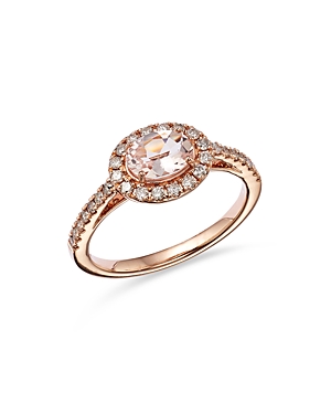 Bloomingdale's Morganite & Diamond Oval Halo Ring In 14k Rose Gold - 100% Exclusive In Pink/rose Gold