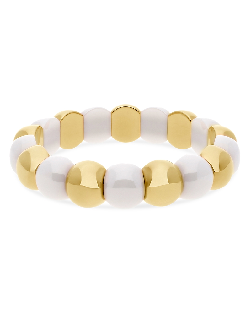 Roberto Demeglio Dama Aura White Ceramic Slip On Statement Bracelet In White/gold