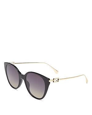 Fendi Polarized Smoke Cat Eye Ladies Sunglasses Fe40047i 01d 54 In Black/gray Polarized Gradient