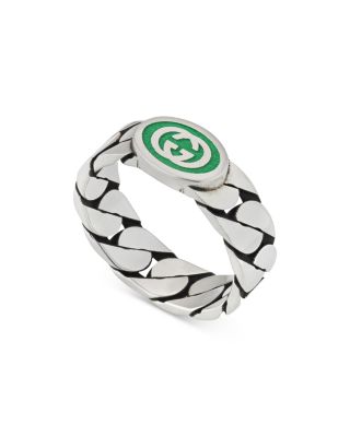 Sterling Silver Interlocking Curb Chain Ring 