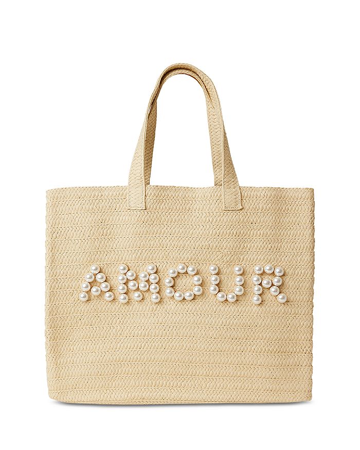 BTB Los Angeles More Amour Beaded Straw Tote | Bloomingdale's