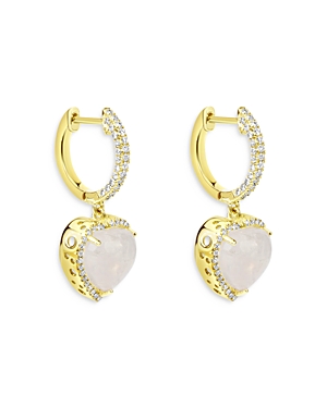 Meira T 14K Yellow Gold Rainbow Moonstone & Diamond Heart Drop Earrings
