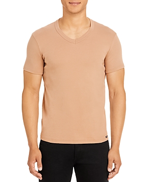 Tom Ford Cotton Blend V-neck Tee In Nude