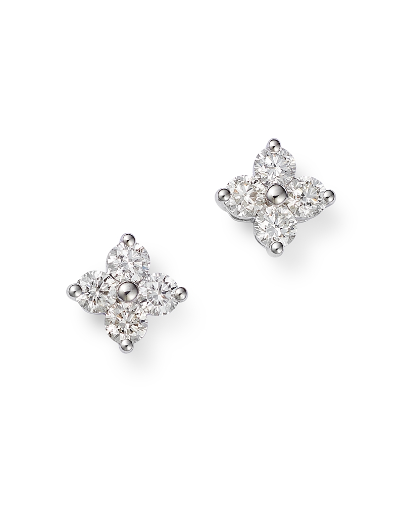 Bloomingdale's Diamond Clover Stud Earrings In 14k White Gold, 0.75 Ct. T. W. - Exclusive In White