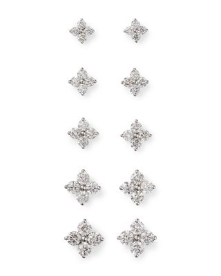 Bloomingdale's Fine Collection - Diamond Clover Stud Earrings in 14K White Gold, 0.50-2.0 tcw