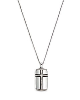 Bloomingdale's - Men's Diamond Cross Dog Tag Pendant Necklace in 14K White Gold, 0.50 ct. t.w. - 100% Exclusive