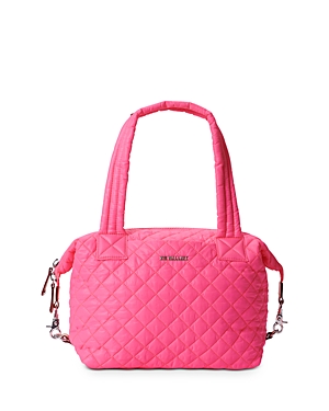 Mz Wallace Sutton Medium Deluxe Crossbody In Neon Pink/silver