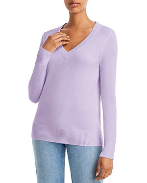 Aqua Cashmere V-neck Cashmere Sweater - 100% Exclusive In Hyacinth