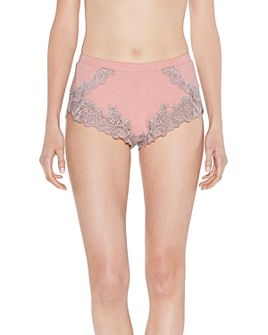 Shop La Perla Angel Kiss Lace Trim Shorts In Blush Clay