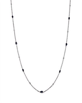 Bloomingdale's - Blue Sapphire & Diamond Statement Necklace in 14K White Gold, 18" - 100% Exclusive