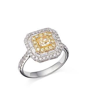 Bloomingdale's Yellow & White Diamond Cushion-Cut Double Halo Engagement Ring in 14K White & Yellow Gold - 100% Exclusive