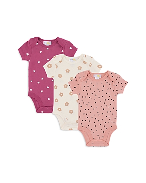 Bloomie's Baby Girls' Printed Cotton Bodysuit, 3 Pack - Baby In Pink