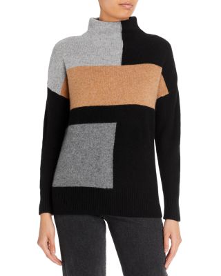 C By Bloomingdale's Cashmere Color Block Funnel Neck Cashmere Sweater ...