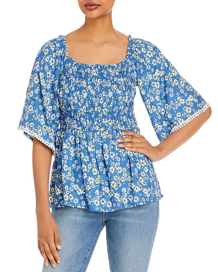 Status by Chenault Floral Print Smocked Top Bloomingdale's