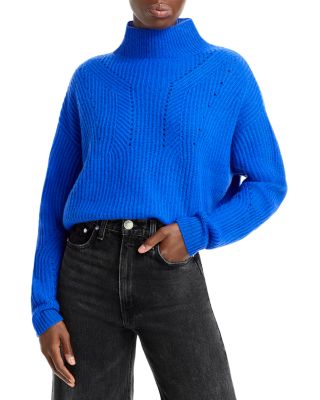 AQUA Novelty Stitch Cashmere Mock Neck 