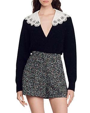 Sandro Space Wide-leg Tweed Woven Shorts In Multi-colo