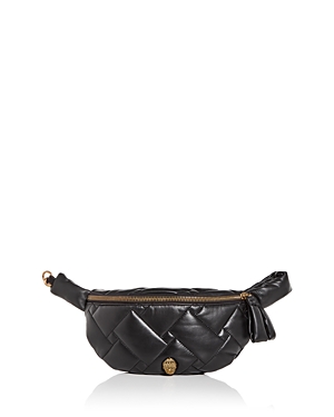 Shop Kurt Geiger Kensington Soft Quilted Leather Belt Bag In Black