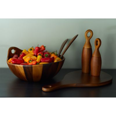 Wood Salad Bowl with Servers