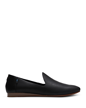 Shop Toms Women's Darcy Wedge Flats In Black Leather