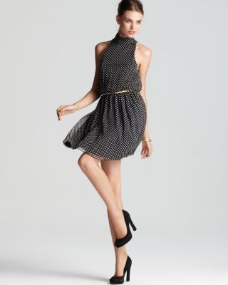 Alice and Olivia - Mikaela High Neck Blouson Belted Dress
