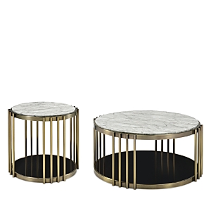 Furniture Of America Athens Black And Glossy White 2 Piece Coffee Table Set In Brass