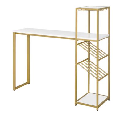 Furniture of America - Danby High Gloss White and Gold Bar Table