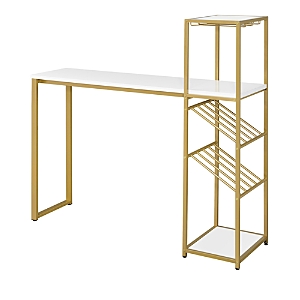 Furniture Of America Danby High Gloss White And Gold-tone Bar Table