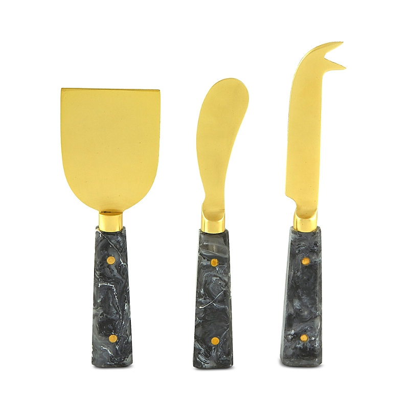 Tizo 3-piece Cheese Set With Resin Handles In Gray/gold