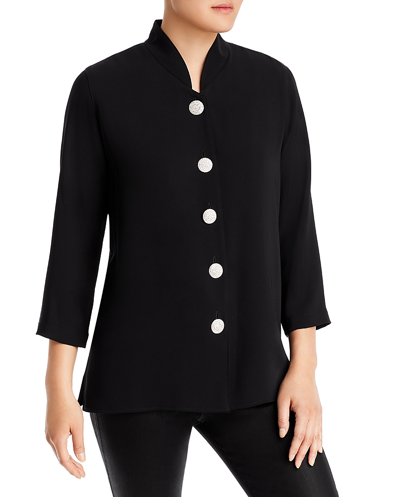 Caroline Rose Women's Suzette Pavé-button Crepe Jacket In Black