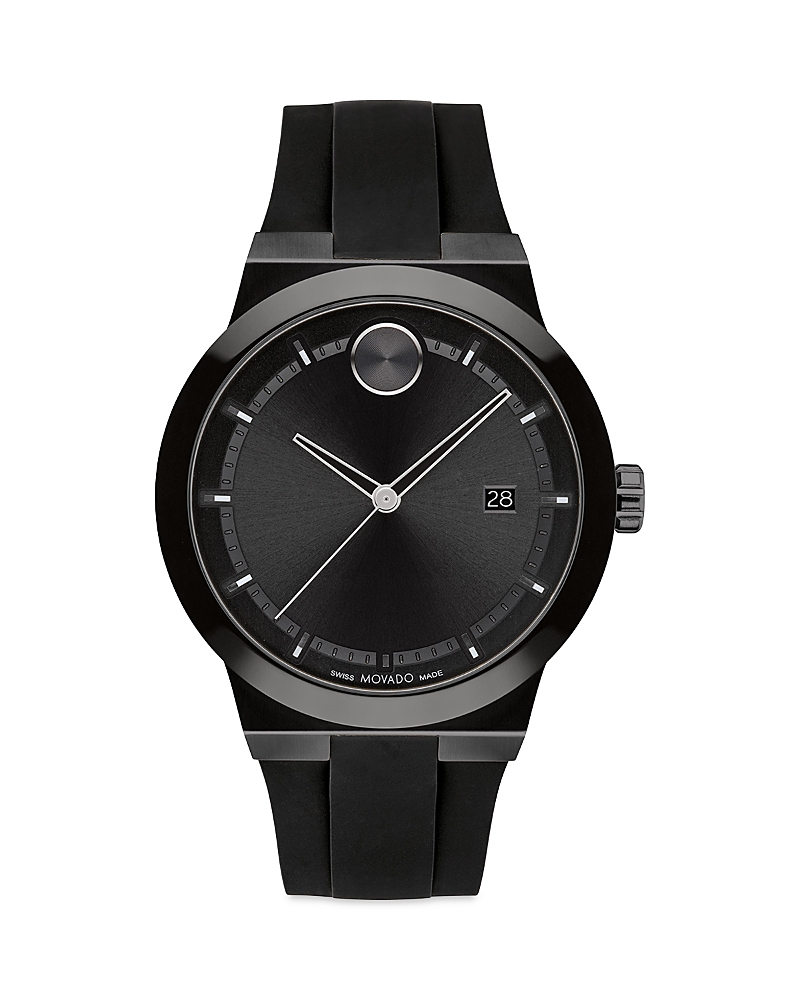 Movado Bold Fusion Silicone Watch, 42mm In Black/black
