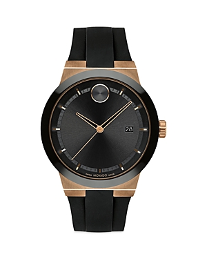 Shop Movado Bold Fusion Silicone Watch, 42mm In Black/bronze