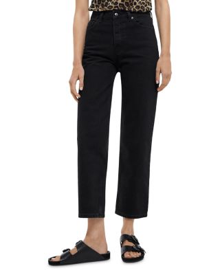 The Kooples - High Rise Straight Ankle Jeans in Black