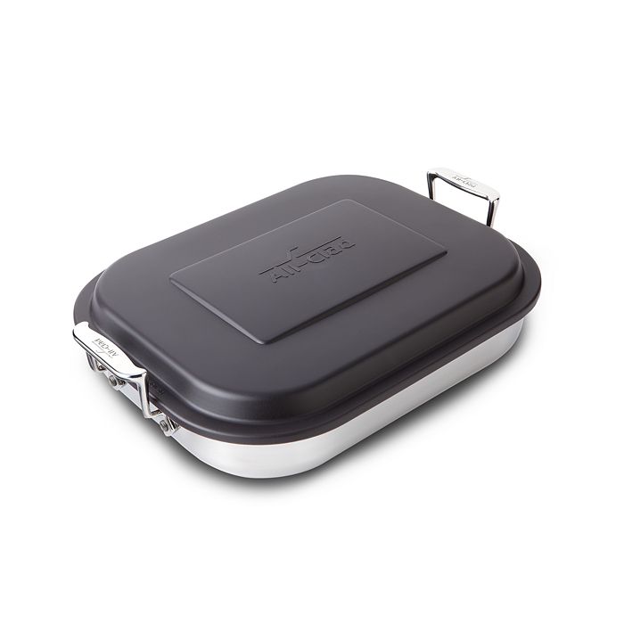 Shop All-clad All Clad Stainless Steel Covered Lasagna Pan In Stainless Steel/dark Brown
