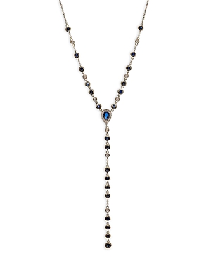 Bloomingdale's Blue Sapphire & Diamond Lariat Necklace In 14k Yellow Gold, 18 - 100% Exclusive In Blue/gold