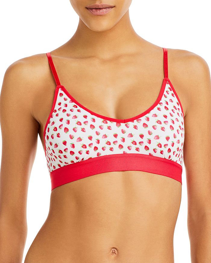Classic Sexy Women's Strawberry Printed Bralette And T-back