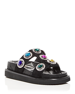 Kurt Geiger Women's Orson Embellished Platform Slide Sandals In Black