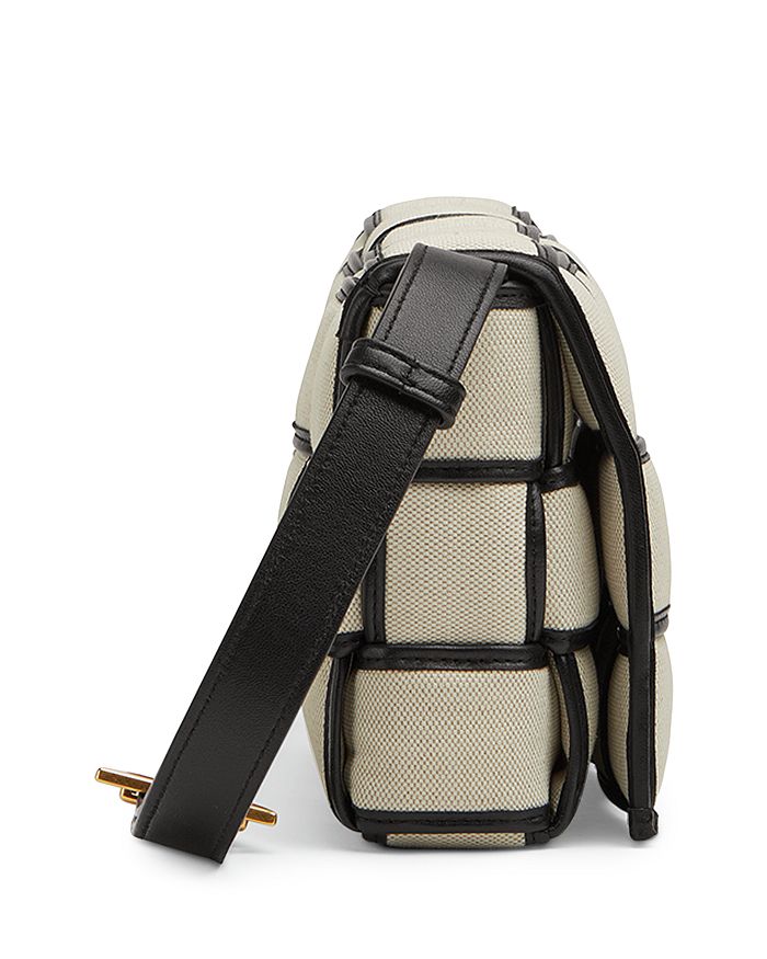 Shop Bottega Veneta Padded Cassette Canvas & Leather Crossbody Bag In Natural/black/gold