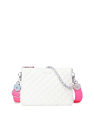 Mz Wallace Pippa Large Iridescent Quilted Crossbody Bag In Pearl Iridescent/silver