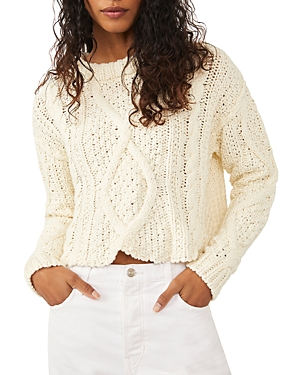 Free People Cutting Edge Ivory Cable-knit Jumper In Ivory